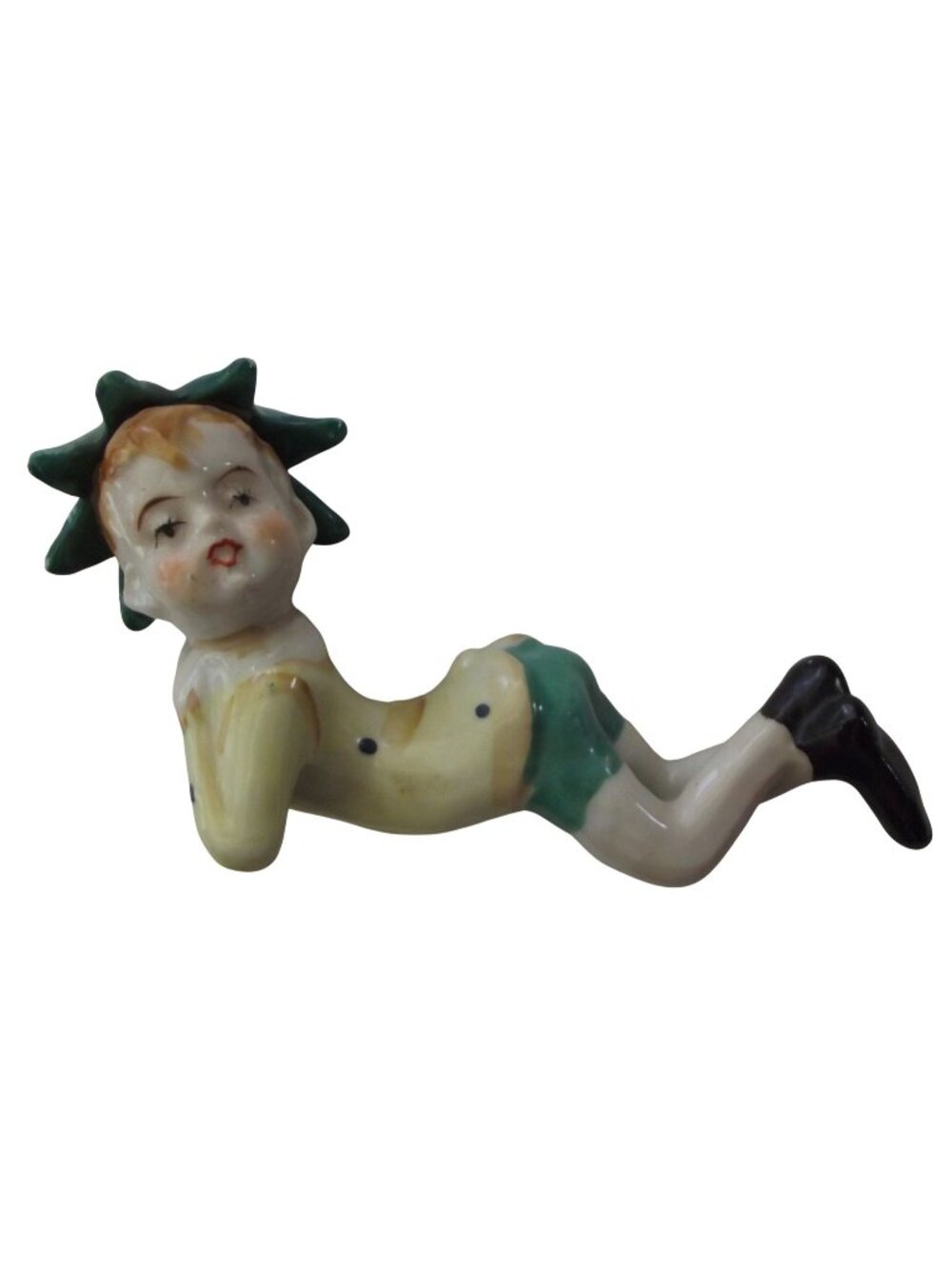 1950s Pixie Figurine Flower Hat Occupied Japan Porcelain boy elf vintage